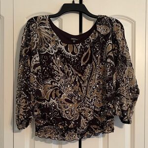Onyx Women's Elegant Brown and Gold Blouse